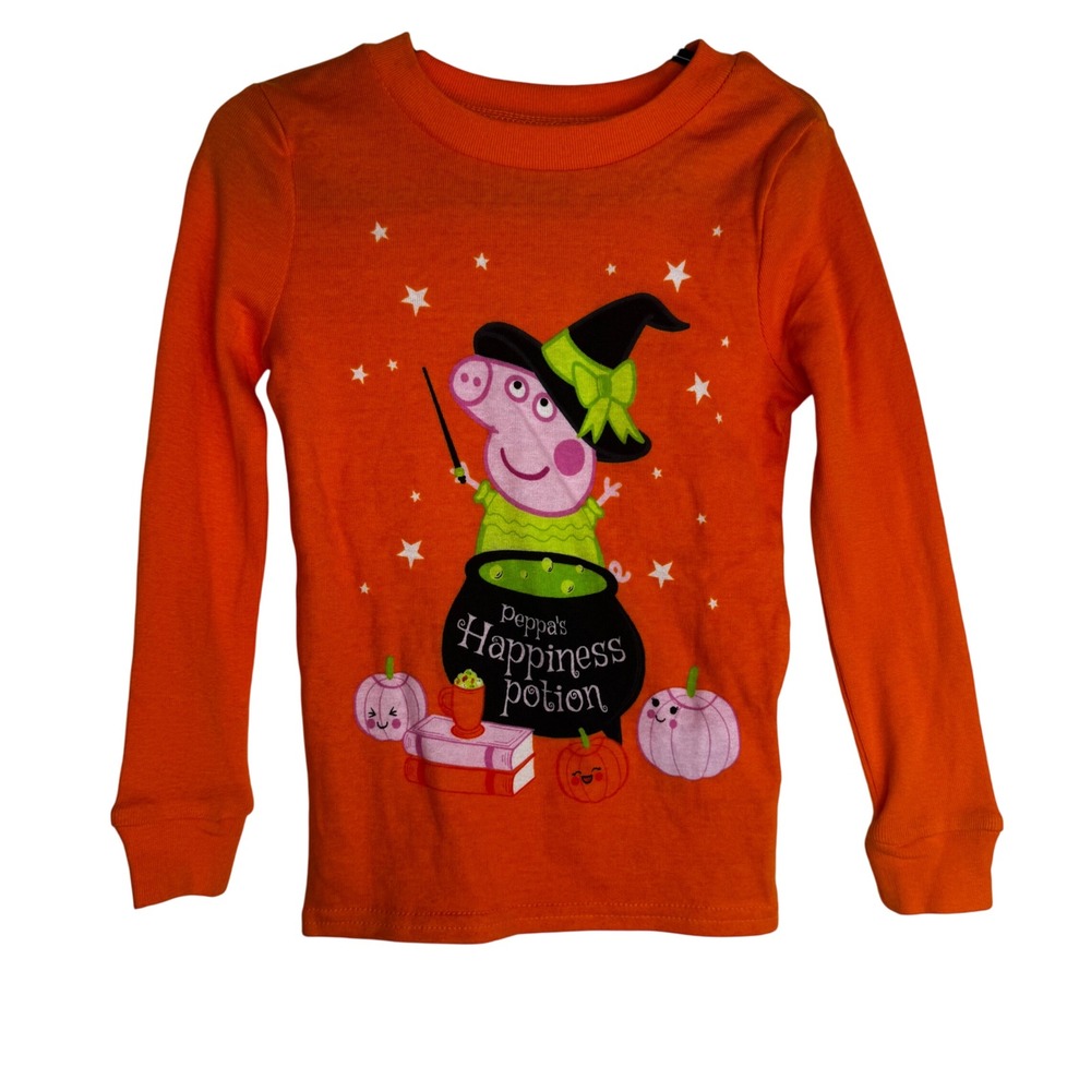 Halloween Peppa Pig Orange Witch Long Sleeve Pajama PJ T Shirt Size 4T